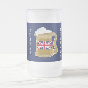 BRITAIN FROSTED GLASS BEER MUG