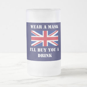 BRITAIN FROSTED GLASS BEER MUG