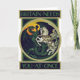 Britain Needs You at Once – St. George Vintage Art Card