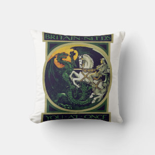 Britain Needs You at Once – St. George Vintage Art Cushion