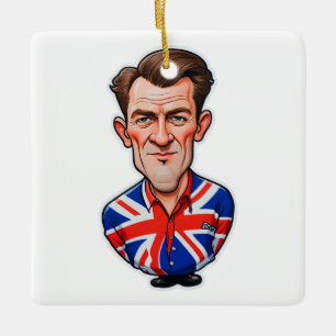Britain Uk Man Caricature With Union Jack Flag Ceramic Ornament