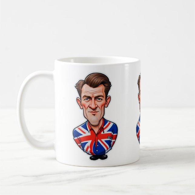 Britain Uk Man Caricature With Union Jack Flag Coffee Mug (Left)