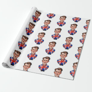 Britain Uk Man Caricature With Union Jack Flag Wrapping Paper