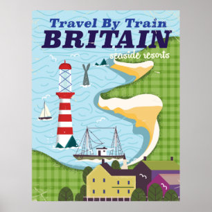 Britain vintage train vacation poster