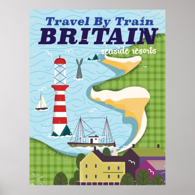 Britain vintage train vacation poster (Front)
