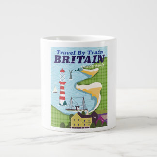 Britain vintage train vacation poster large coffee mug