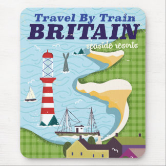 Britain vintage train vacation poster mouse mat