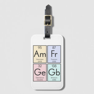 "Britanium" Periodic Table Elements Countries Fun Luggage Tag