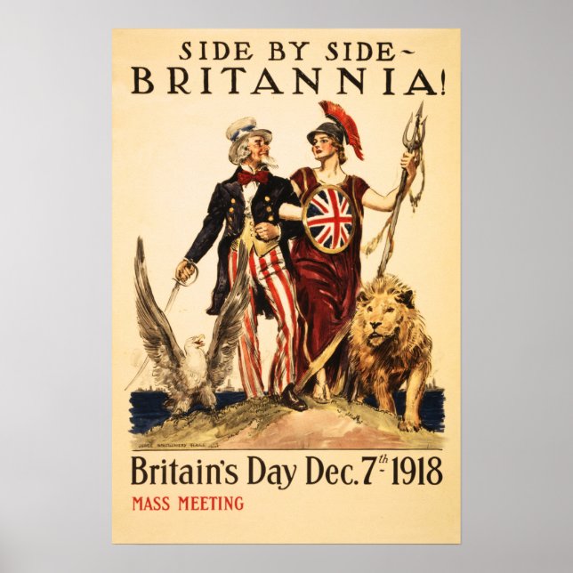 BRITANNIA! Side by Side 1918 World War 1 Allies Poster (Front)