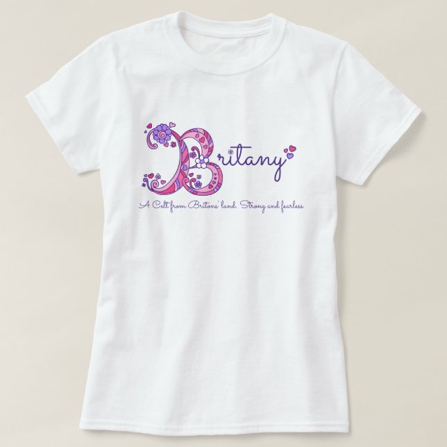 Britany girls B name meaning monogram shirt (Design Front)