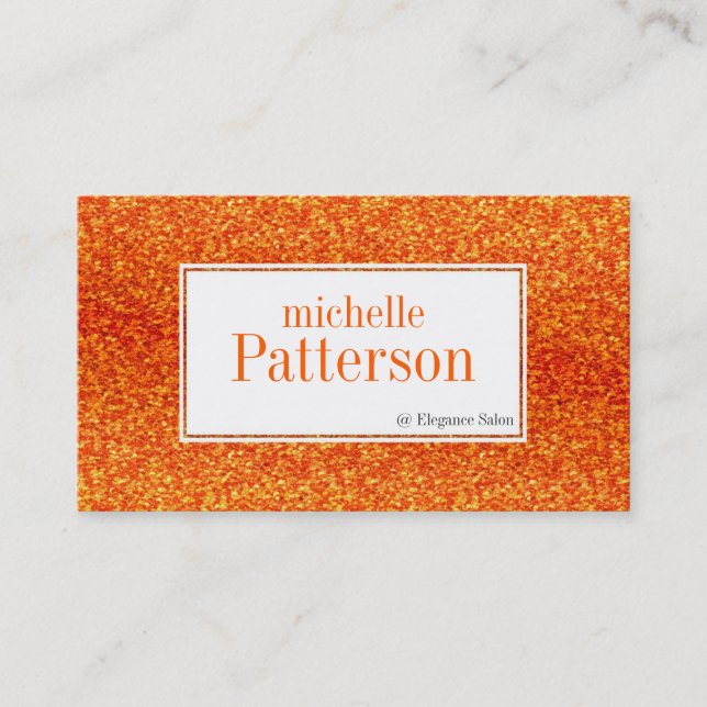 Brite Orange Glitter Appointment Business Cards (Front)