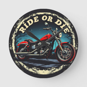 Brite-T Motorcycle Ride or Die 0018667 Round Clock