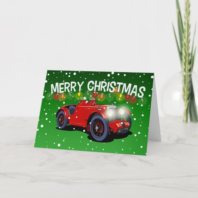 British 1930's Vintage Car Christmas Card (Front)