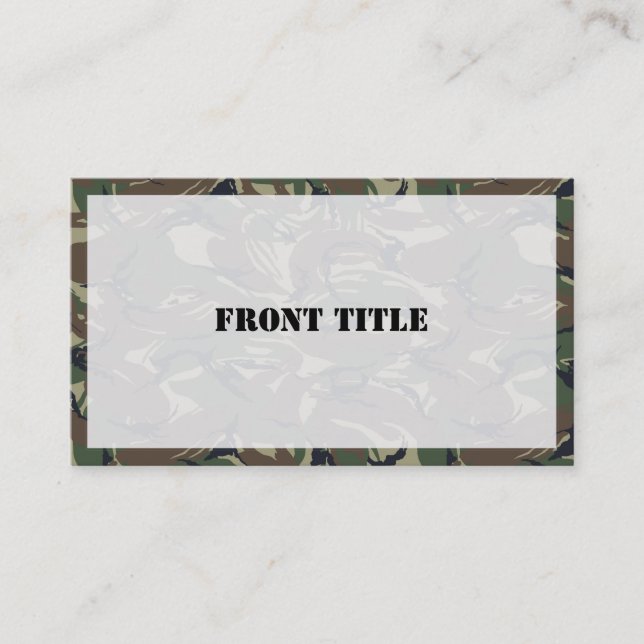 British 95 Forest Green Camouflage Business Card (Front)