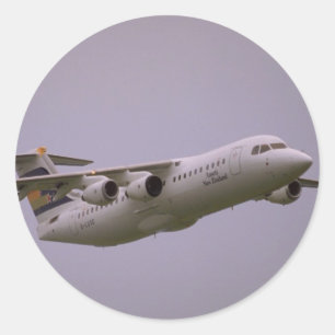 British Aerospace 146 Whisperjet taking off, Biggi Classic Round Sticker