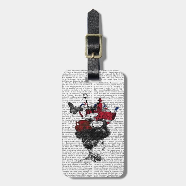 British Afternoon Tea Hat Luggage Tag (Front Vertical)
