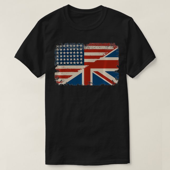 British American Flag Great Britain Union Jack Pre T-Shirt (Design Front)