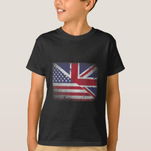 British American Flag Great Britain Union Jack . T-Shirt