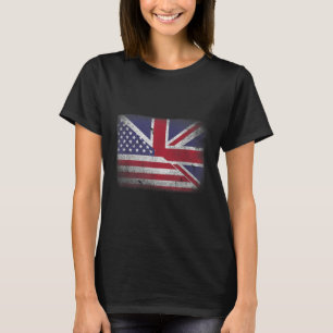 British American Flag Great Britain Union Jack . T-Shirt