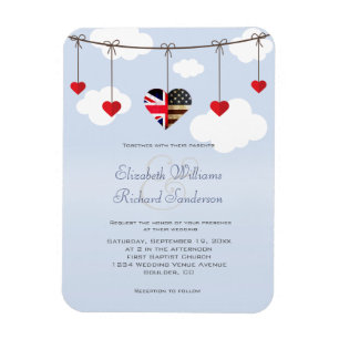 British American Flags Wedding Invitation Magnet