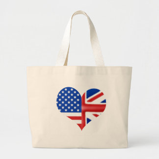 British American Heart Large Tote Bag