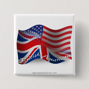 British-American Waving Flag 15 Cm Square Badge