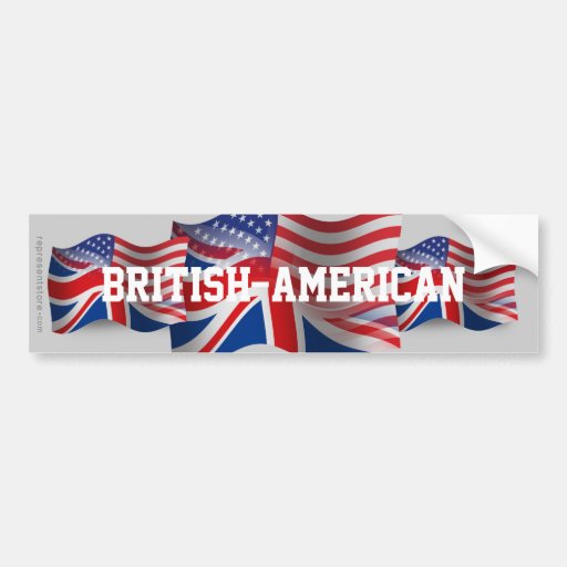 Image of British-American Waving Flag Bumper Sticker