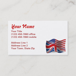 British-American Waving Flag Business Card