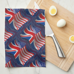 British-American Waving Flag Tea Towel