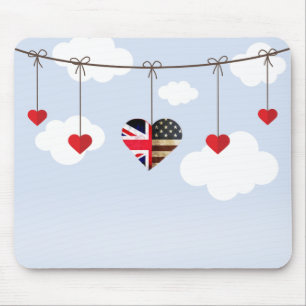 British and American flag royal wedding hearts Mouse Mat