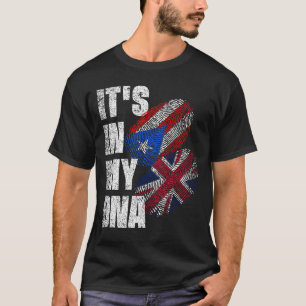 British And Puerto Rican Mix DNA Flag Heritage  T-Shirt