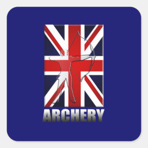 British Archers Archery flag of Great Britain GB Square Sticker