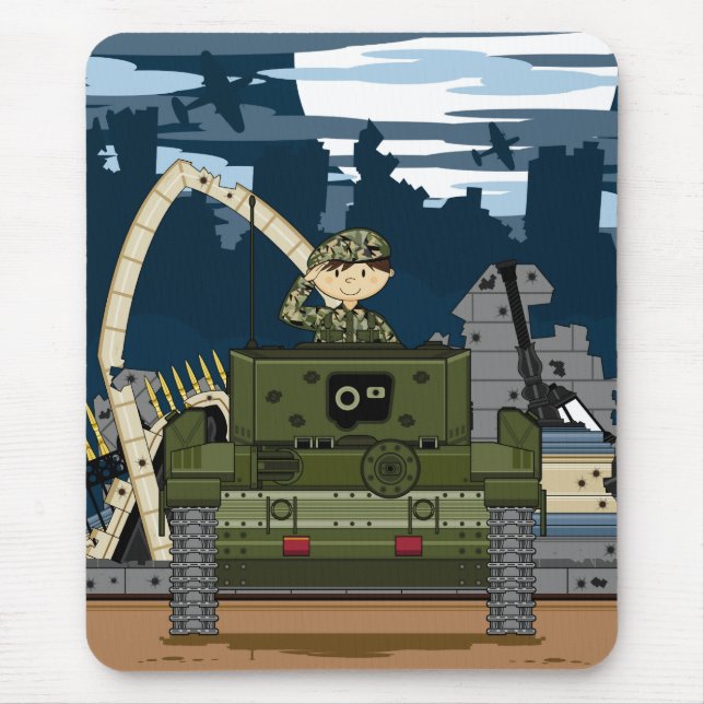 British Army Soldier and Tank Scene Mousepad (Front)