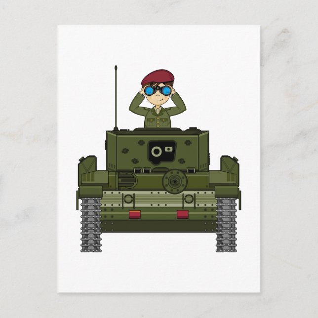 British Army Soldier in Tank Postcard (Front)