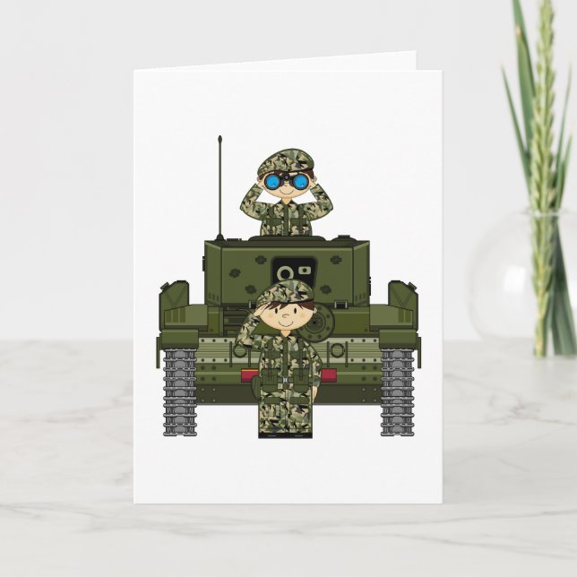 British Army Soldiers and Tank Card (Front)