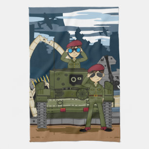 British Army Soldiers and Tank Scene Towel
