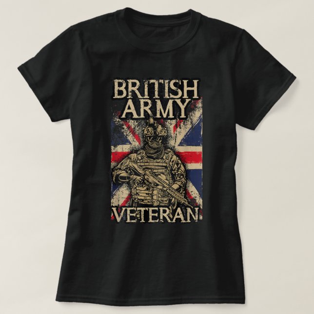 British Army Veteran Soldier Union Jack Flag UK Ar T-Shirt (Design Front)