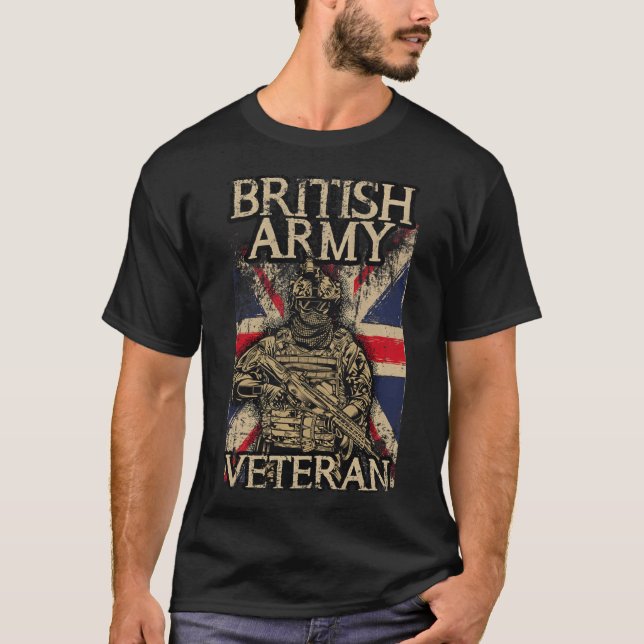 British Army Veteran Soldier Union Jack Flag UK Ar T-Shirt (Front)