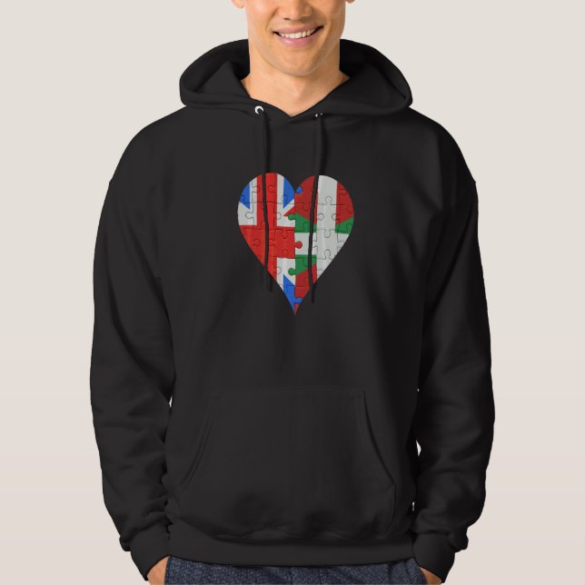 British Basque Flag Heart Hoodie (Front)