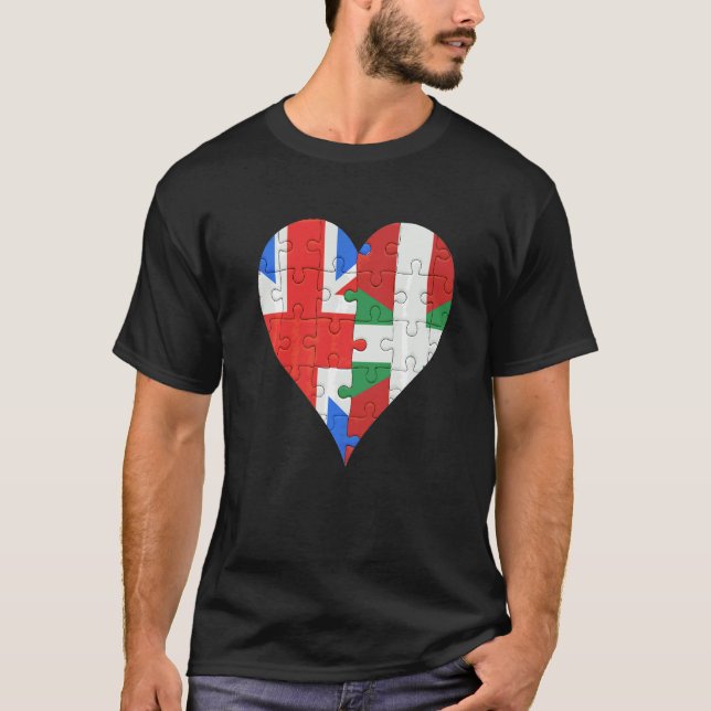 British Basque Flag Heart T-Shirt (Front)