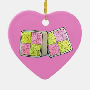 British Battenberg Marzipan Sponge Cake Bakery Ceramic Tree Decoration