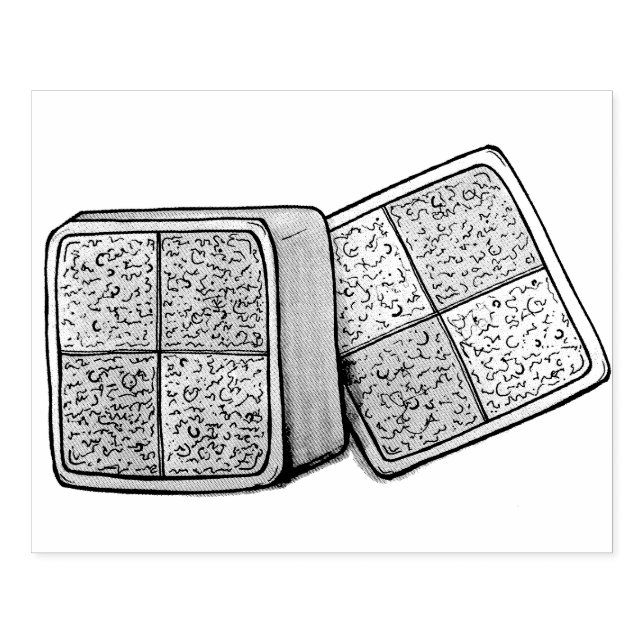 British Battenberg Marzipan Sponge Cake Bakery Rubber Stamp (Imprint)