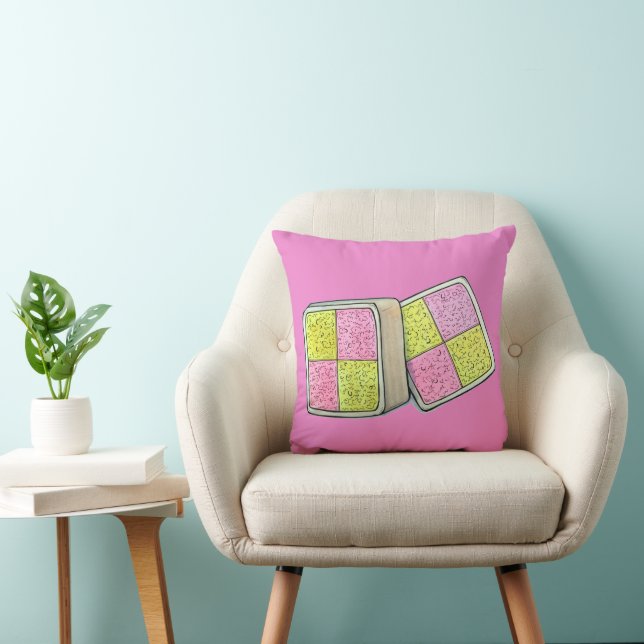 British Battenberg Marzipan Sponge Cake UK Food Cushion (Chair)