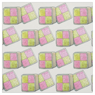 British Battenberg Marzipan Sponge Cake UK Food Fabric