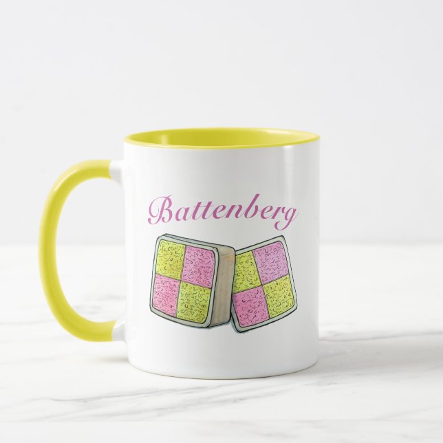 British Battenberg Marzipan Sponge Cake UK Food Mug (Left)
