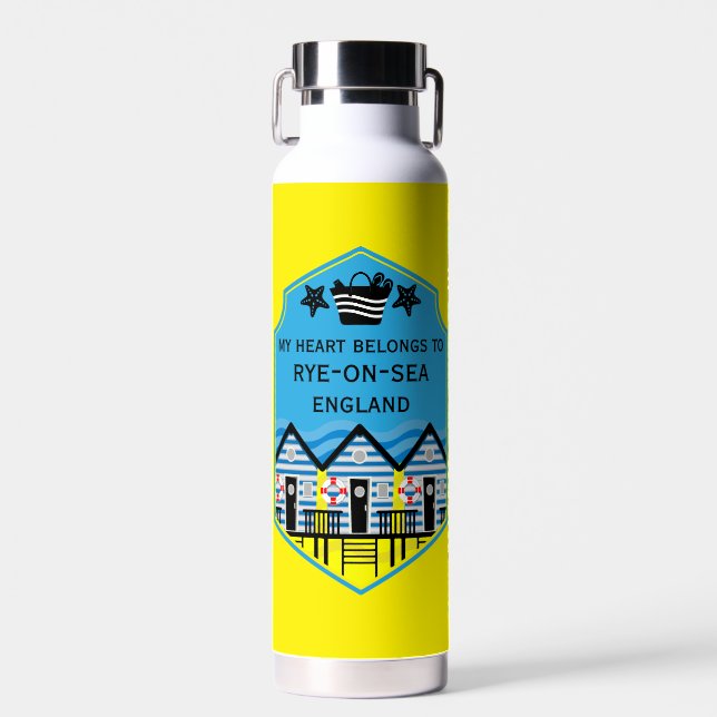 British Beach Hut Gifts And Decor Water Bottle (Front)