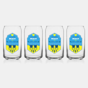 British Beach-Themed Gift Can Glass