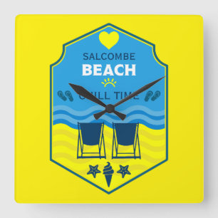 British Beach-Themed Gift Square Wall Clock