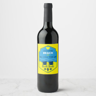 British Beach-Themed Gift Wine Label