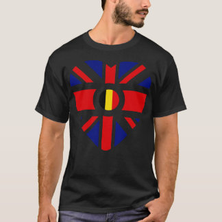 British Belgian Multinational Patriot Flag Heart T-Shirt